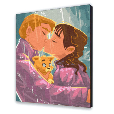 Картина за номерами з лаком ArtCraft "Поцілунок під дощем" 40*50 см 10271-AC