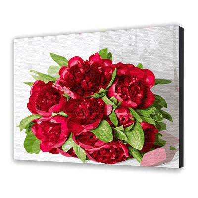 Картина за номерами з лаком ArtCraft квіти "Рубіновий букет" 40х50 см 12132-AC