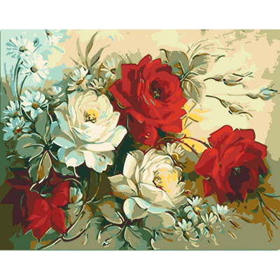 Картина за номерами квіти без підрамника "Помпезні троянди" 40*50 см 13031-ACNF