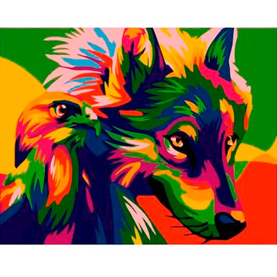 Картина за номерами Попарт-вовк і орел Strateg 40х50 см DY005 Картина за номерами Попарт-вовк і орел Strateg 40х50 см DY005