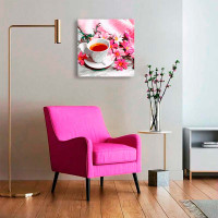 Картина по номерах Чашка чаю з квітами Strateg 40х40 см SK020