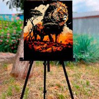 Картина за номерами Король лев Strateg на чорному фоні 40х50 см AH1022