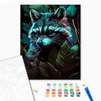 Картина за номерами Єнот серед лісу Strateg на чорному фоні 40х50 см AH1026