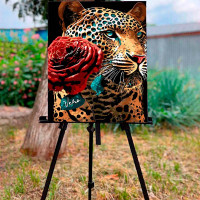 Картина за номерами Романтичний гепард Strateg на чорному фоні 40х50 см AH1031
