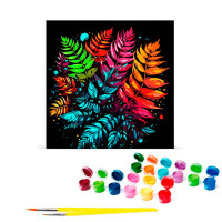 Картина за номерами Папоротник у квітковому аранжуванні Strateg на чорному AV4040-43
