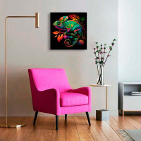 Картина за номерами Яскравий хамелеон Strateg на чорному фоні 40х40 см AV4040-22