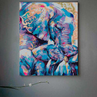 Картина за номерами "Матуся зі слонятами" на кольоровому фоні 40х50 см SY6519.