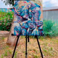 Картина за номерами "Матуся зі слонятами" на кольоровому фоні 40х50 см SY6519.