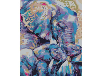 Картина за номерами "Матуся зі слонятами" на кольоровому фоні 40х50 см SY6519.
