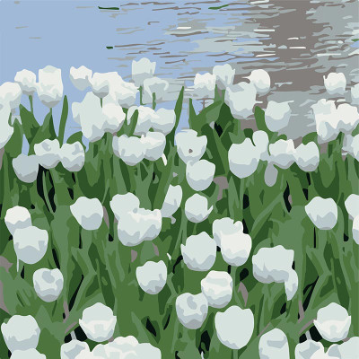 Картина за номерами Stateg Тюльпани біля води 20х20 см HH8014-10