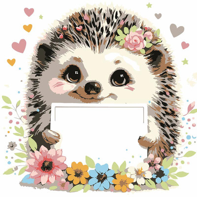 Картина за номерами Stateg Їжачок з листівкою 20х20 см HH8024-