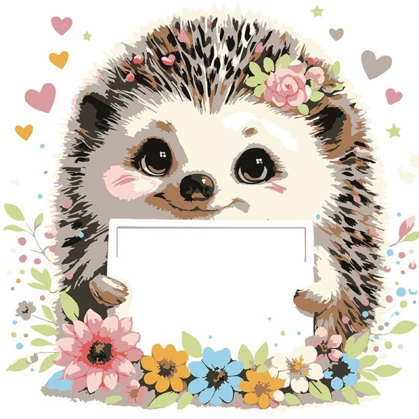 Картина за номерами Stateg Їжачок з листівкою 20х20 см HH8024-