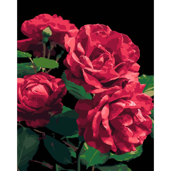 Картина за номерами Stateg Троянди на чорному фоні 40х50 см AH1187-18