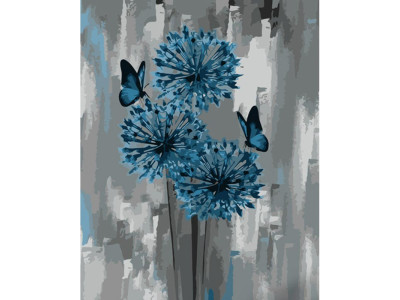 Картина за номерами Stateg Блакитний алліум з метеликами 40х50 см GS999