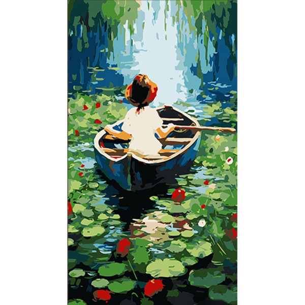 Картина за номерами Stateg Прогулянка по озеру 50х25 см WW153