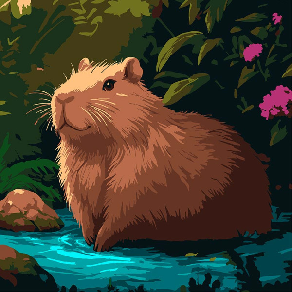 Картина за номерами Strateg Капібара на березі 30х30 см ES-0913