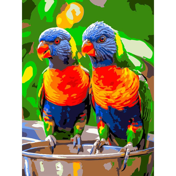 Картина за номерами Strateg Яскраві папуги 30Х40 см SS-1258