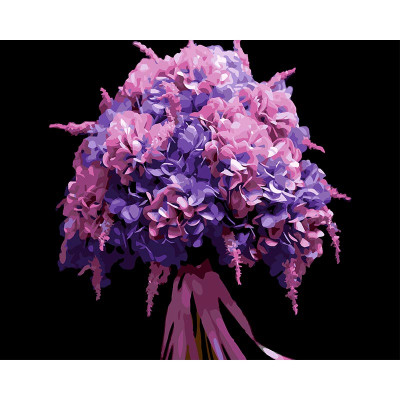 Картина за номерами Strateg Рожева гліцинія на чорному фоні 40Х50 см AH1253