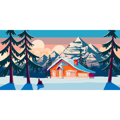 Картина за номерами "Хатинка в горах" 40*80 см @ 11027-AC Картина за номерами "Хатинка в горах" 40*80 см @ 11027-AC