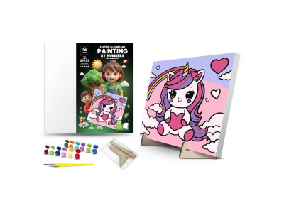 Каритна за номерами qbee "Мила єдиноріжка" з деревяною підставкою 25х25 см QB900-052