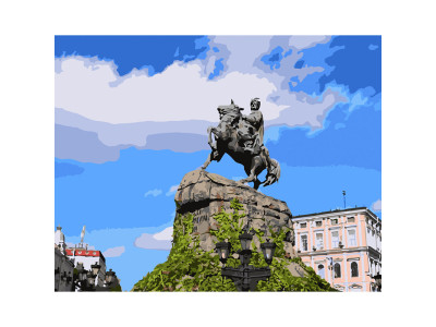 Картина по номерах Памятник Богдану Хмельницькому Strateg 40х50 см GS241