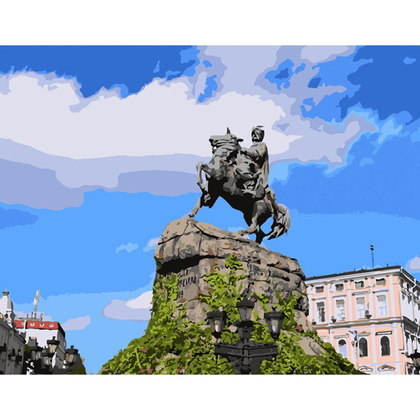 Картина по номерах Памятник Богдану Хмельницькому Strateg 40х50 см GS241