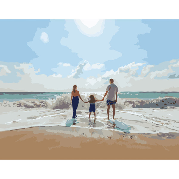 Картина по номерах Морський сімейний відпочинок Strateg 40х50 см GS310