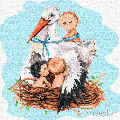 Картина за номерами Ідейка "Лелека приносить щастя" 30х30 см. KHO2377