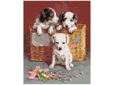 Картина за номерами "Цуценята в кошику" GX8384