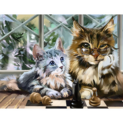 Картина за номерами "Коти шахісти" тм Лавка Чудес 40 x 50 см у коробці LC20015