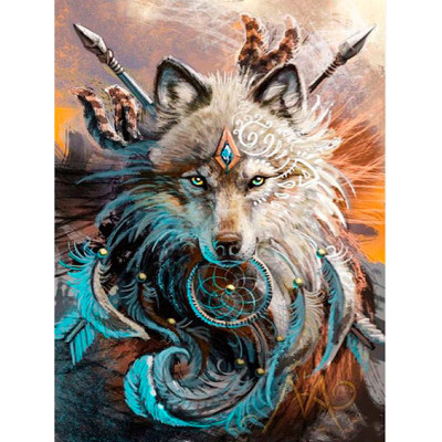 Картина за номерами "Вовк ватажок" тм Лавка Чудес 40 x 50 см у коробці LC20045