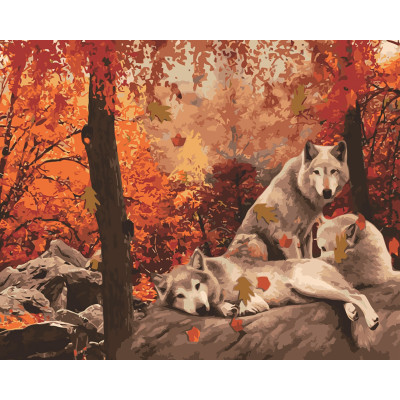 Картина за номерами "Вовки на привалі" тм Лавка Чудес 40 x 50 см у коробці LC20120