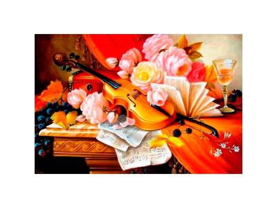 Картина за номерами "Квіти та скрипка" тм Крамниця Чудес 40 x 50 см у короб LC40078