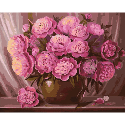 Картина за номерами квіти "Рожеві півонії у вазі" тм Лавка Чудес 40 x 50 см LC40130