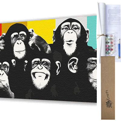 Картина за номерами без підрамника "Веселі шимпанзе" 40*50 см 11510-ACNF