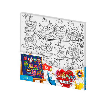 Картина за номерами "Coloring by numbers" Danko Toys Сови на гілці 31см*31с CBN-01-03