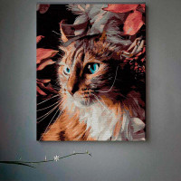 Картина по номерах Кіт у квітах Strateg 30х40 см SS-6520