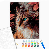 Картина по номерах Кіт у квітах Strateg 30х40 см SS-6520