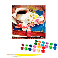 Картина по номерах Чаювання на книжці Strateg 40х40 см SK011