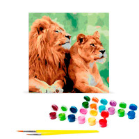Картина за номерами "Сімя левів" у термопакеті 40х40см SK003