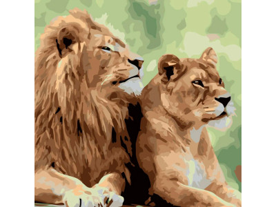Картина за номерами "Сімя левів" у термопакеті 40х40см SK003