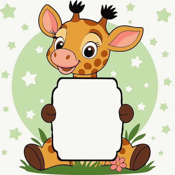 Картина за номерами Stateg Жираф з листівкою 20х20 см HH8023-