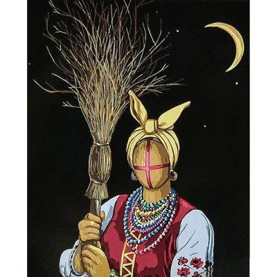 Картина за номерами Stateg Cолоха на чорному фоні 40х50 см AH1148