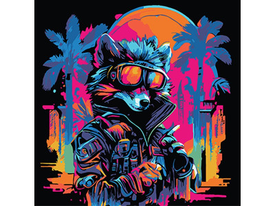 Картина за номерами Stateg Єнот у модних окулярах на чорному фоні 40х40 см AV4040-58