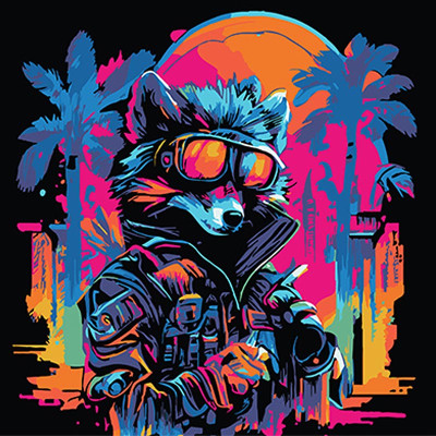 Картина за номерами Stateg Єнот у модних окулярах на чорному фоні 40х40 см AV4040-58