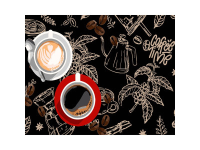 Картина за номерами Stateg Дві чашки кави на чорному фоні 40х50 см AH1184-12