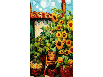 Картина за номерами Stateg Соняхи біля дому 50х25 см WW154