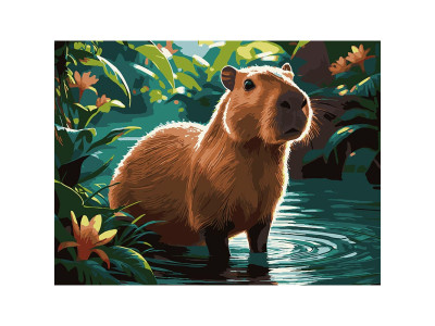 Картина за номерами Strateg Капібара на відпочинку 30Х40 см SS-1301