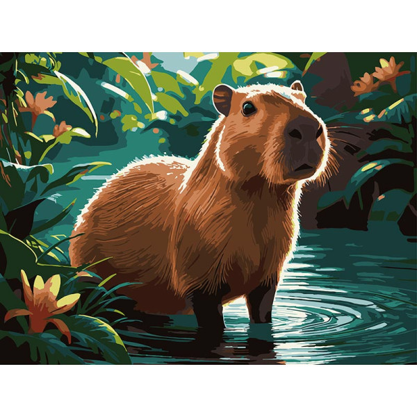 Картина за номерами Strateg Капібара на відпочинку 30Х40 см SS-1301