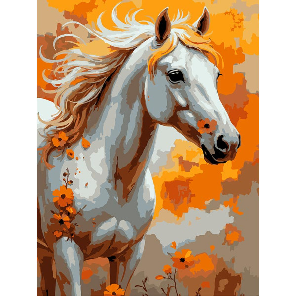 Картина за номерами Strateg Білий кінь 30Х40 см SS-1313